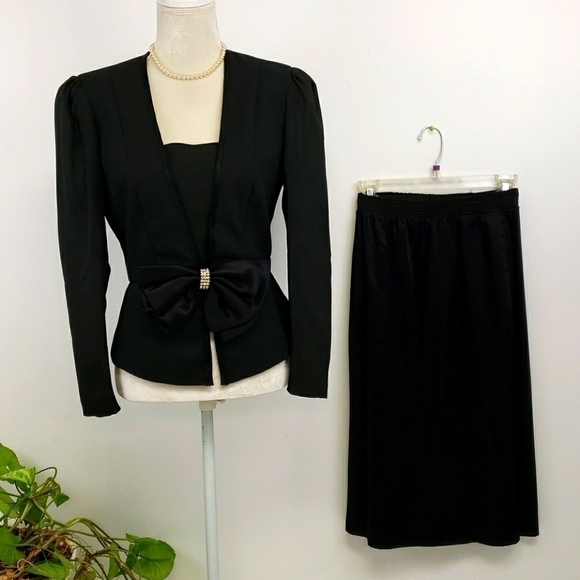 VINTAGE Formal Dress/Skirt Suit EUC Blk 5/6-8 - Picture 14 of 16